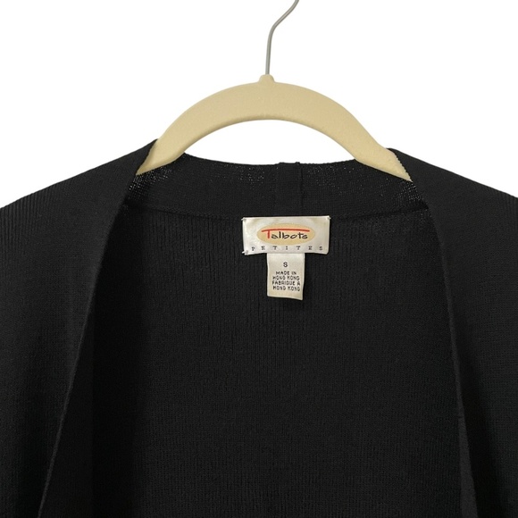 Talbots Vintage Black Open Front Knit Cardigan Sweater Small Classic Minimalist - Picture 2 of 11
